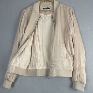 Brandy Melville Bomber Jacket Full Zip Champagne‎ Beige Shimmer Casual